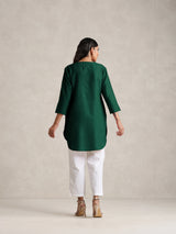 Women's Green Cotton Blend Short Kurta