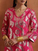 Women's Pink Festive Printed Kurta Set