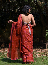 Women's Red Pure Cotton Saree