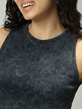 Women's Grey Casual Fitted Solid Top