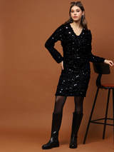 Women's Sequin Black Mini Party Dress