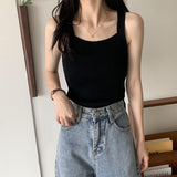 Women's Black Casual Solid Sleeveless Tank