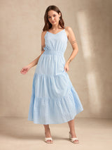 Women's Blue Casual A-Line Dress