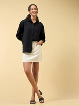 Women's Black Casual Solid Full Sleeves Shirt