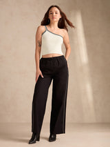 Women's White One Shoulder Flat Knit Tank