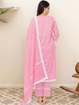 Women's Pink 3 Pieces Kurta Set