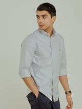 Men's Grey Casual Regular Fit Solid Full Sleeves Shirt