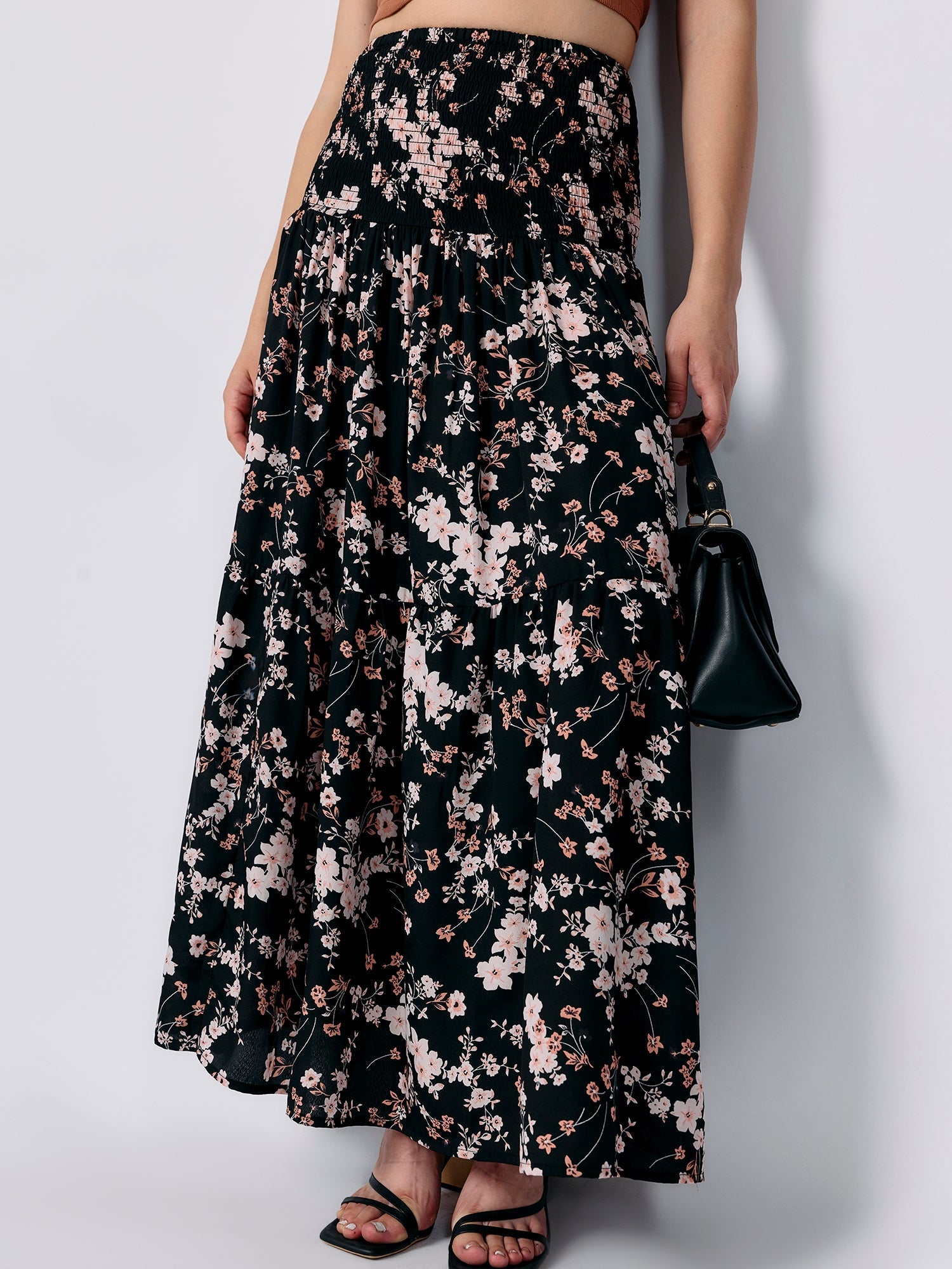 Women's Black Casual A-Line Skirt