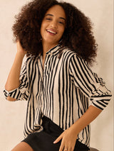 Women's Beige Relaxed Fit Satin Shirt