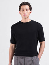 Men's Black Casual Slim Fit Solid Half Sleeves Tshirt