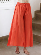 Women's Orange Cotton 3 Pieces Kurta Set