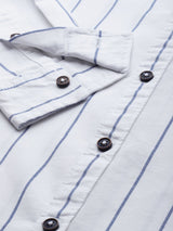 Men's Regular Fit Striped Full Sleeves Cutaway Collar Casual Shirt