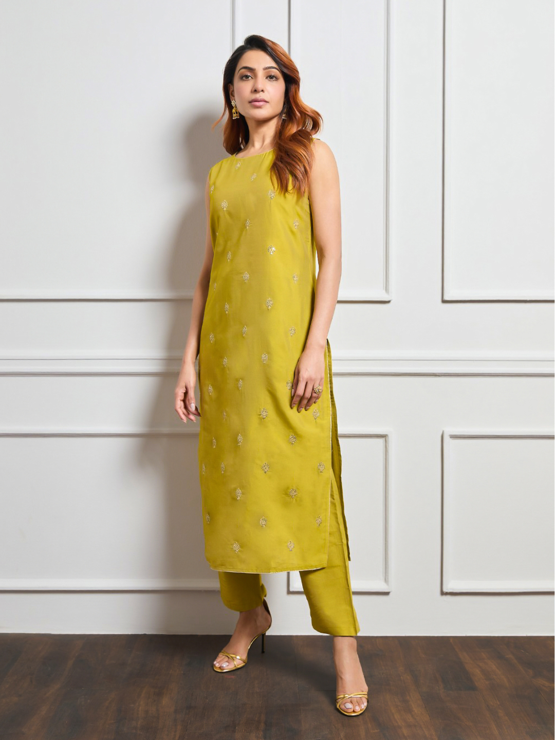 Women's Green Casual Regular Fit Kurta Set