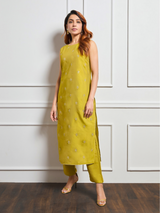 Women's Green Casual Regular Fit Kurta Set