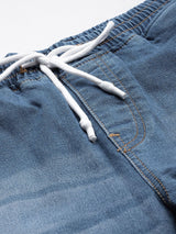 Men's Slim Fit Solid Mid Rise Stretchable Denim Joggers