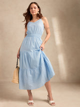 Women's Blue Casual A-Line Dress