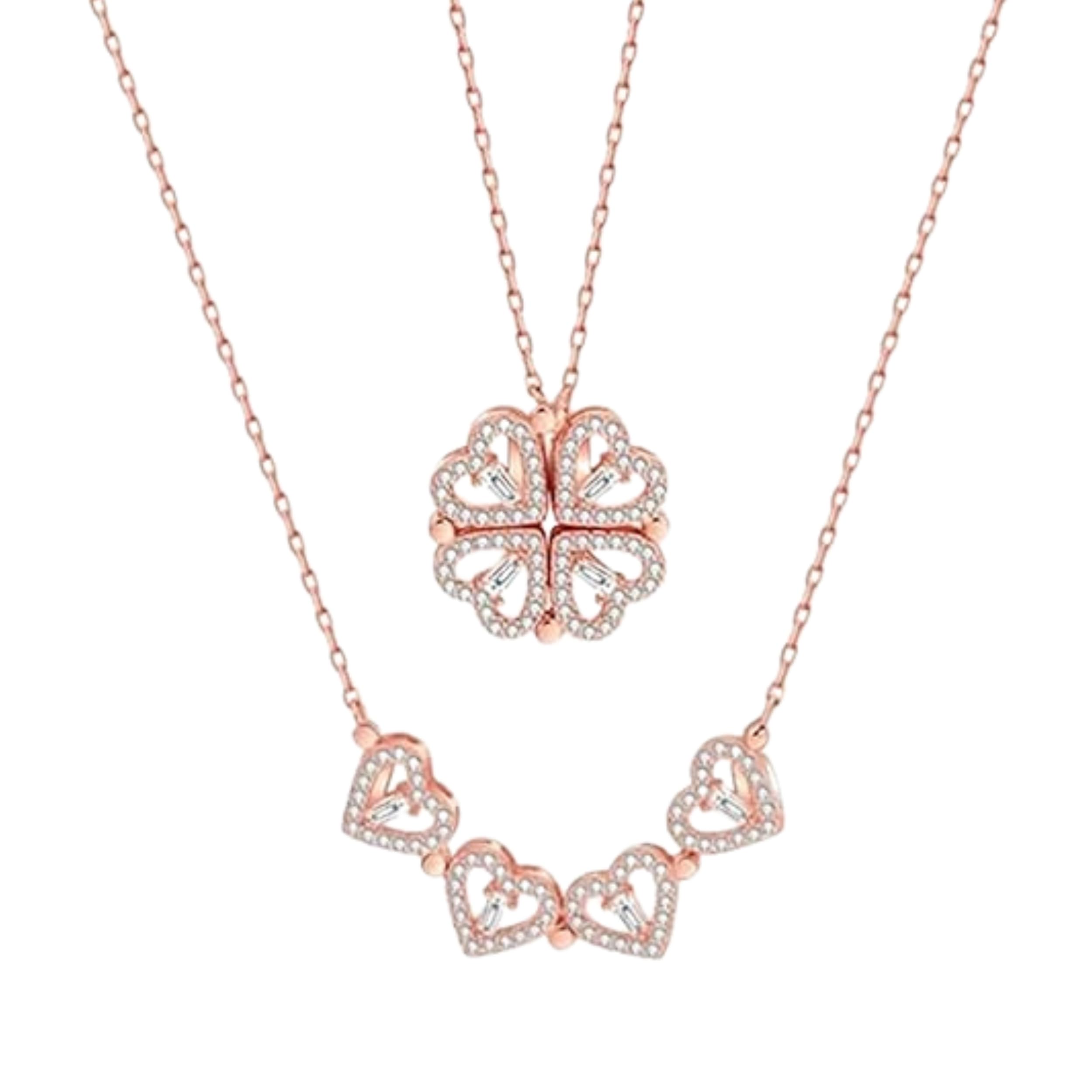 Women's Magnetic Heart Clover Pendant Necklace