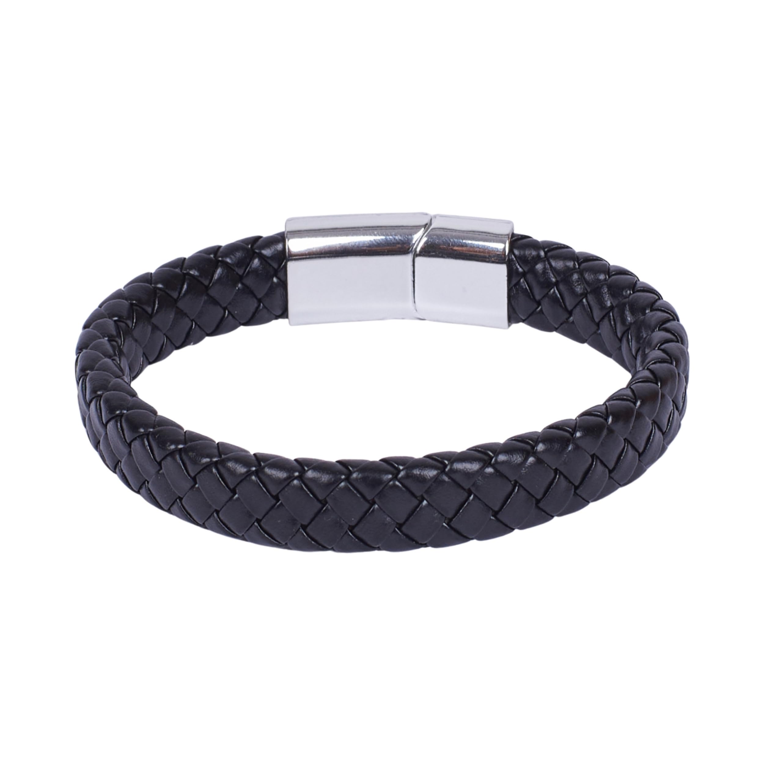 Men's Avrum Black Leather Bracelet