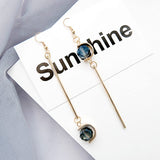 Women's Double C Shape Blue Stone Drop and Dangler Earrings Set