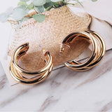 Women's Triple Layer Gold Hoops Earrings Set