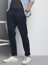 Men's Slim Fit Solid Mid Rise Stretchable Knitted Jogger Trousers
