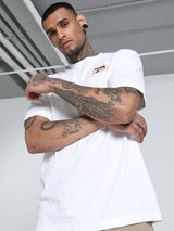 Mens White Casual Regular Half Sleeves Tshirt