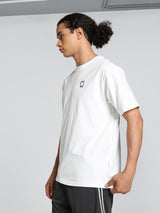 Mens White Sports Regular Half Sleeves Tshirt