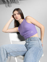 Womens Purple Casual Solid Sleeveless Top
