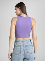 Womens Purple Casual Solid Sleeveless Top