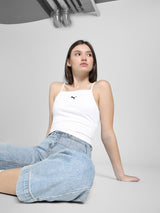 Womens White Casual Solid Sleeveless Top