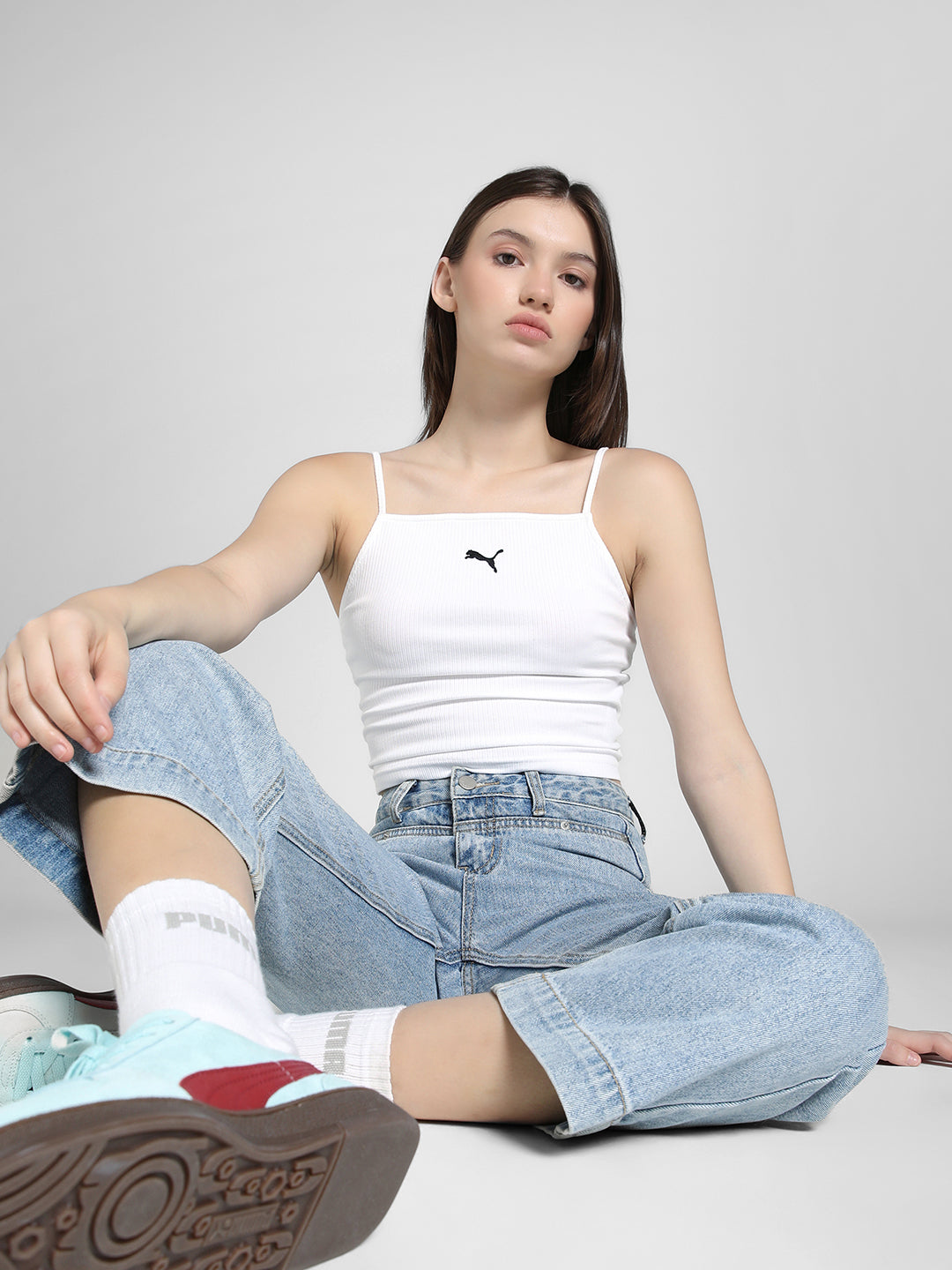 Womens White Casual Solid Sleeveless Top