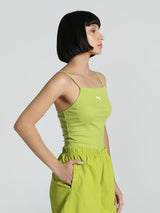 Womens Green Casual Solid Sleeveless Top