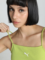 Womens Green Casual Solid Sleeveless Top