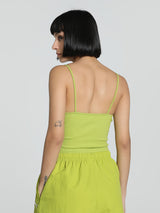 Womens Green Casual Solid Sleeveless Top