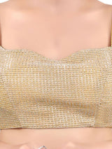 Women's Gold Shimmer Padded Back Open Sleeveless Saree Blouse