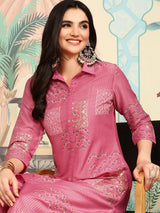 Women's Pink Regular Kurta Sets