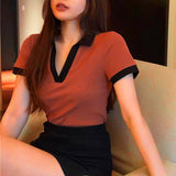 Women's Brown Casual Slim Fit Solid Top
