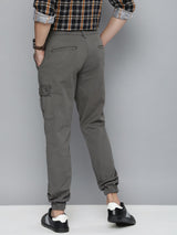 Men's Slim Fit Solid Mid Rise Stretchable Cuffed Cargos