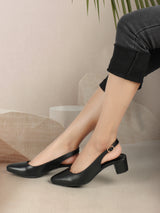 Women's Black Casual Strap Heels