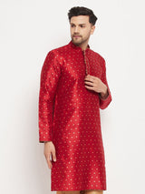 Men's Maroon Festive Ethnic Full Sleeves Kurta
