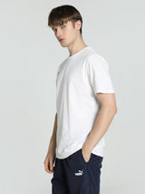 Mens White Sports Regular Half Sleeves Tshirt