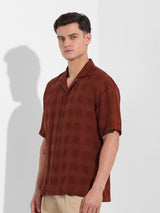 Men's Brown Casual Solid Half Sleeves Shirt