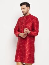 Men's Maroon Festive Ethnic Full Sleeves Kurta