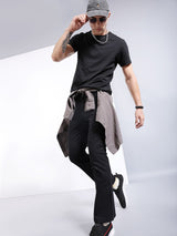 Men's Bootcut Laser Placement Print Mid Rise Stretchable Jeans
