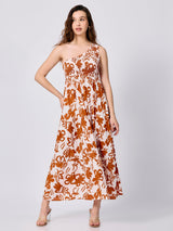 Women's Rust One Shoulder Maxi Dress