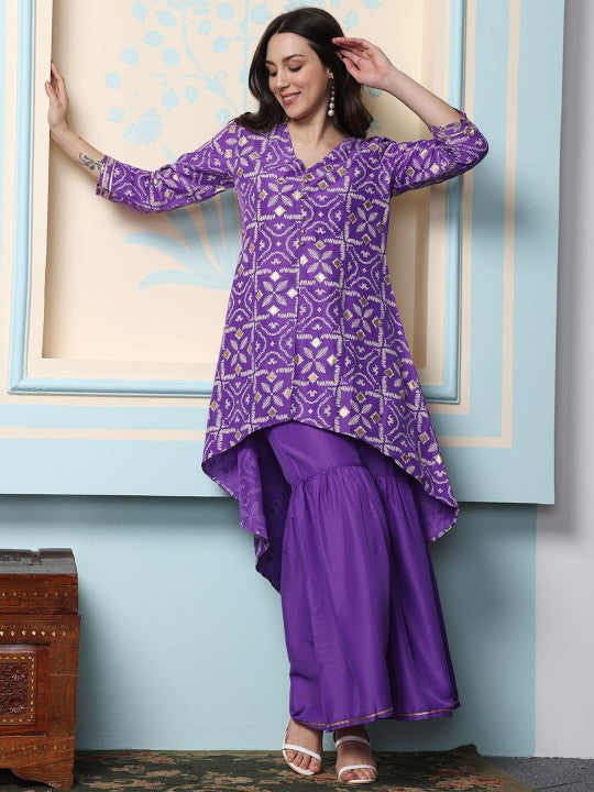 Women's Purple Regular Kurta Sets