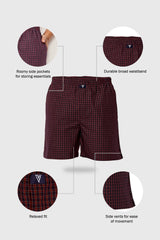 Men's Assorted Checkered Regular Fit Boxer Shorts - Pack of 2