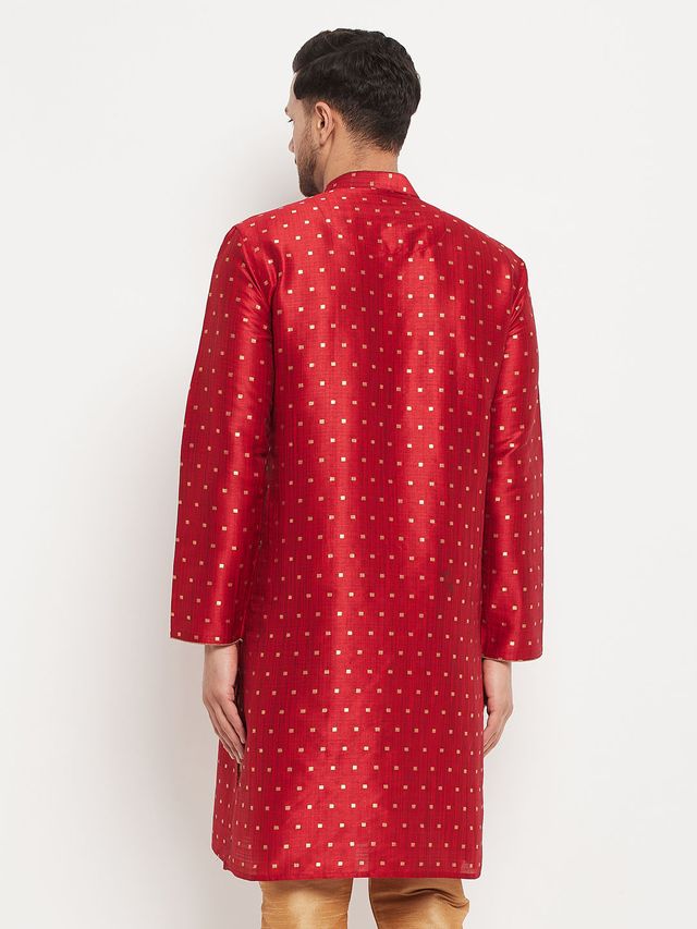 Men's Maroon Festive Ethnic Full Sleeves Kurta