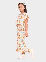 Girls Multicolor Casual Printed Regular Fit Half Sleeves Clothing Set