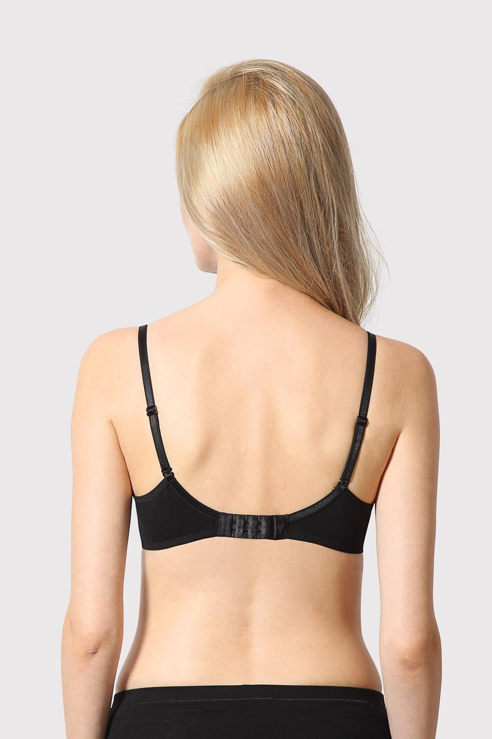 Women's Black Solid Hook Bra